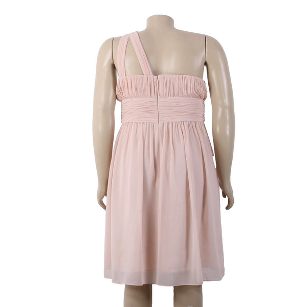 Donna Morgan Dress Sz 14 Light Pink One Shoulder Gathered Lined 100% Poly Dress