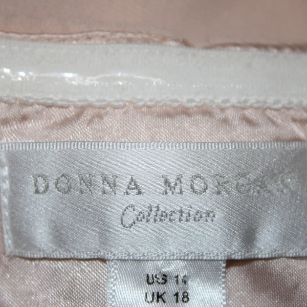 Donna Morgan Dress Sz 14 Light Pink One Shoulder Gathered Lined 100% Poly Dress