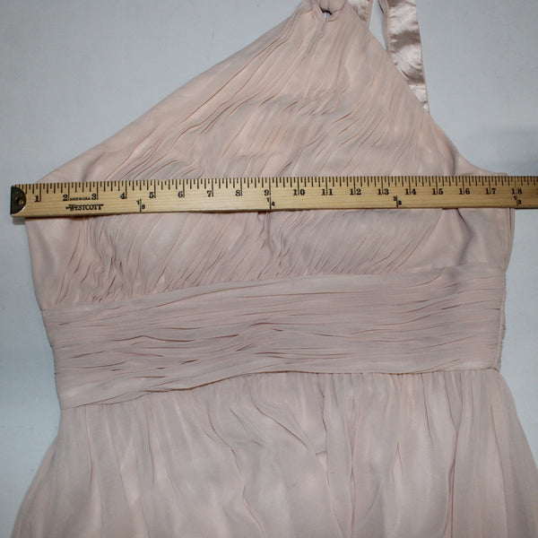 Donna Morgan Dress Sz 14 Light Pink One Shoulder Gathered Lined 100% Poly Dress
