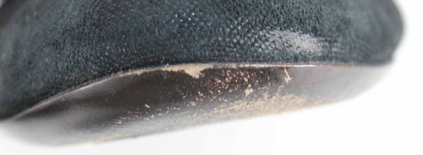 AGL Sz 38 Black Suede Rhinestone Buckle Leather Sole Ballet Flats