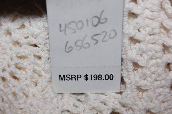 Laundry NEW $198 Sz M Cream Cotton Blend Crochet Bohemian Belted Wrap Jacket