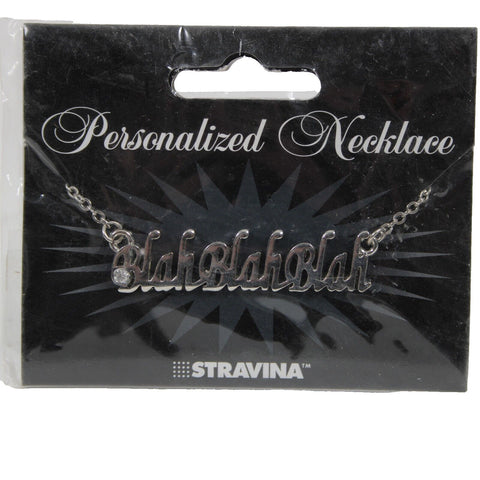BLAHBLAHBLAH NEW Name Silvertone Rhinestone 14.5" w 4.5" Multi Ring Ext Necklace