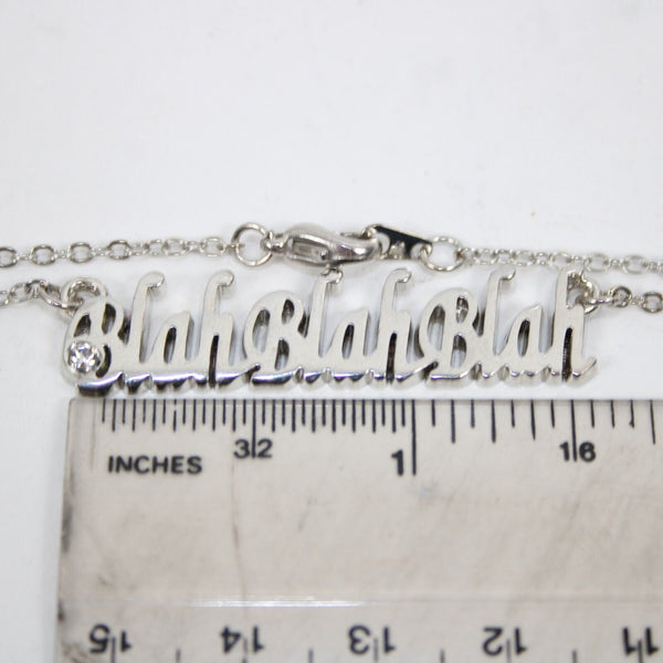 BLAHBLAHBLAH NEW Name Silvertone Rhinestone 14.5" w 4.5" Multi Ring Ext Necklace