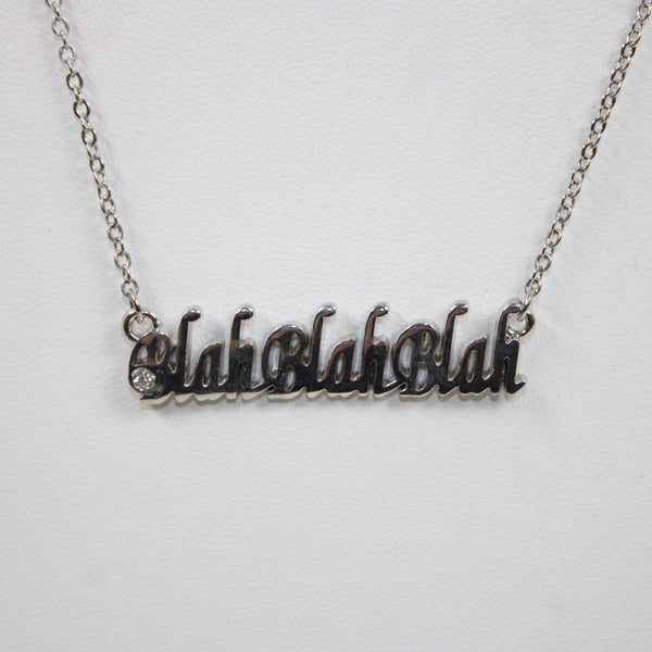 BLAHBLAHBLAH NEW Name Silvertone Rhinestone 14.5" w 4.5" Multi Ring Ext Necklace