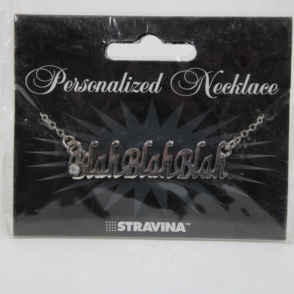 BLAHBLAHBLAH NEW Name Silvertone Rhinestone 14.5" w 4.5" Multi Ring Ext Necklace