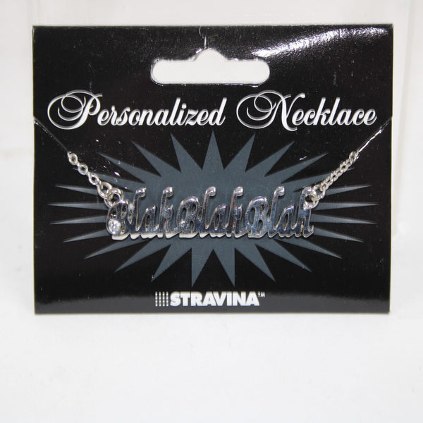 BLAHBLAHBLAH NEW Name Silvertone Rhinestone 14.5" w 4.5" Multi Ring Ext Necklace
