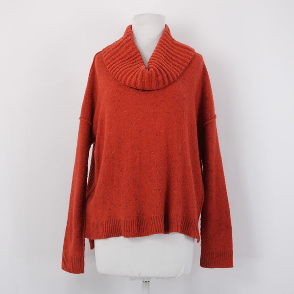 Rachel Roy Sweater Sz S Rust Slub Knit Textured Acrylic Blend Turtleneck Sweater
