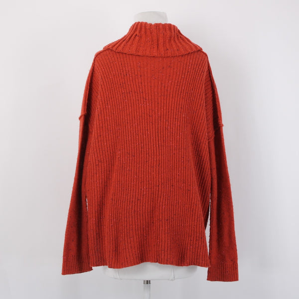 Rachel Roy Sweater Sz S Rust Slub Knit Textured Acrylic Blend Turtleneck Sweater