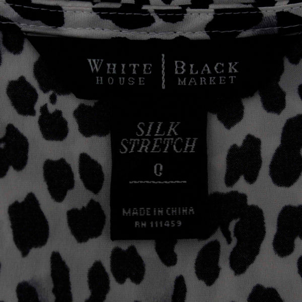 White House Black Market Sz 0 Black White Silk Stretch Lace Silk Spandex Top