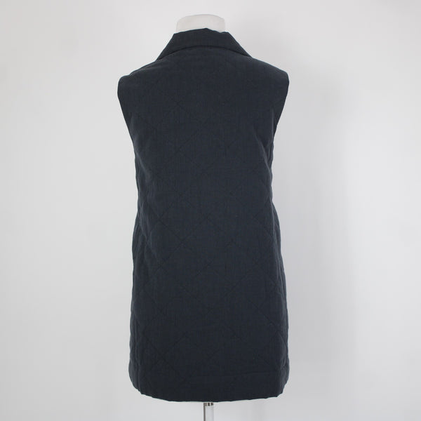Eileen Fisher Sz XS Gray Collared Pockets Lined Organic Linen Cotton Vest