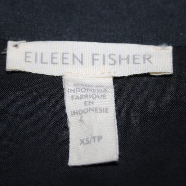 Eileen Fisher Sz XS Gray Collared Pockets Lined Organic Linen Cotton Vest