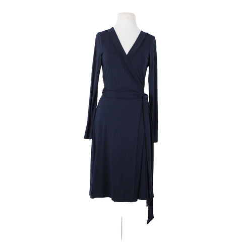 Banana Republic Sz S Navy Blue V Neck Unlined Rayon Spandex Wrap Dress