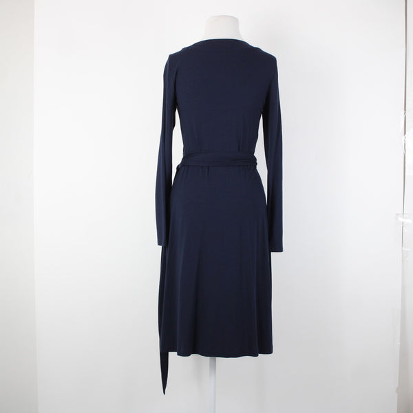 Banana Republic Sz S Navy Blue V Neck Unlined Rayon Spandex Wrap Dress