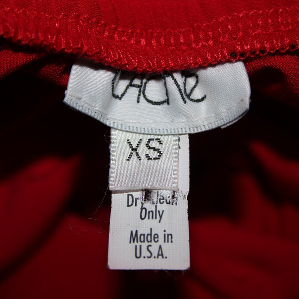 Cache Sz XS Red Silver Beads Racer Back Draped Polyester Spandex Dress