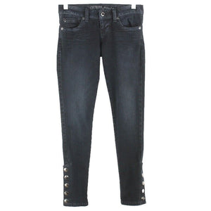 Guess Skinny Leg Sz 24 x 28 Navy Blue Denim Cotton Blend Distressed Jeans