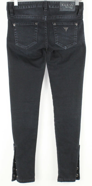 Guess Skinny Leg Sz 24 x 28 Navy Blue Denim Cotton Blend Distressed Jeans