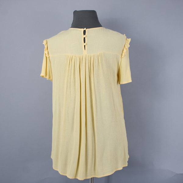 Torrid Top NEW Sz 14/16 Yellow Embroidered Peplum Back 100% Rayon Top