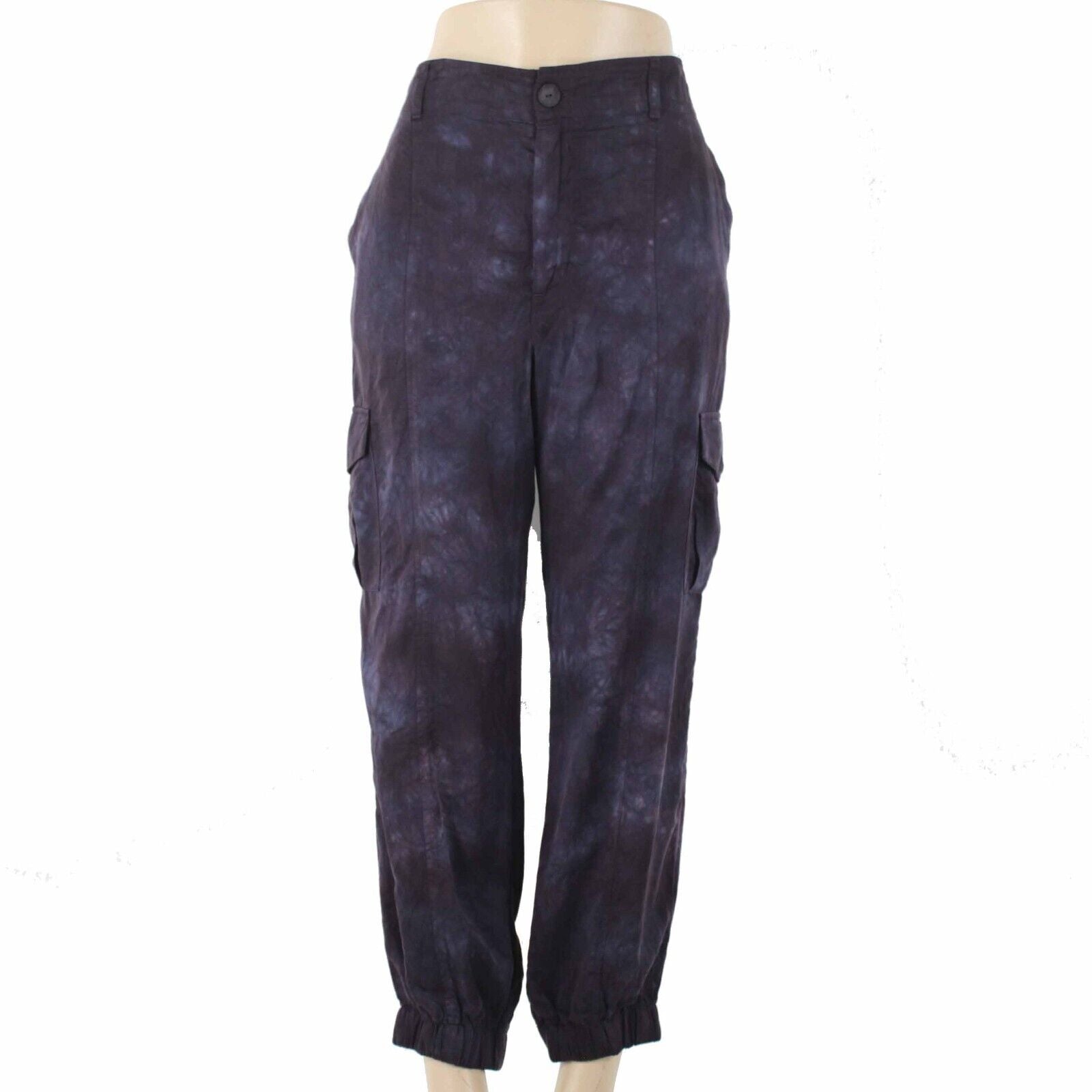 Cloth & Stone Sz M x 27  Purple Blue Tie Dye 100% Tencel Lyocell Crop Cargo Pant