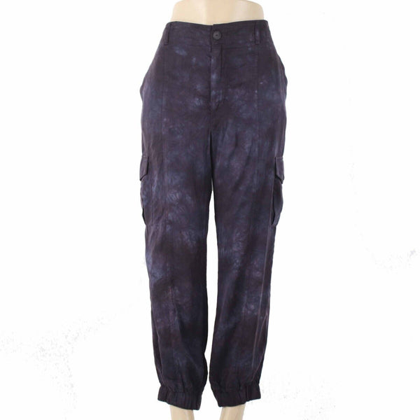Cloth & Stone Sz M x 27  Purple Blue Tie Dye 100% Tencel Lyocell Crop Cargo Pant