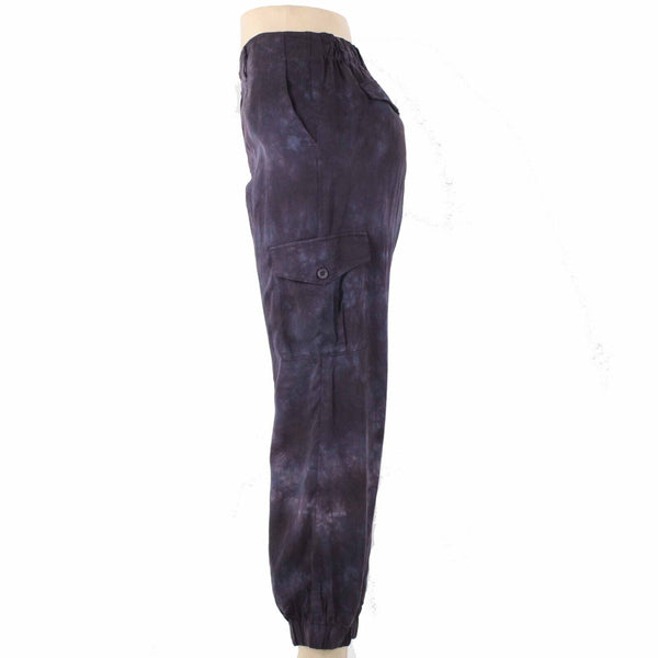 Cloth & Stone Sz M x 27  Purple Blue Tie Dye 100% Tencel Lyocell Crop Cargo Pant