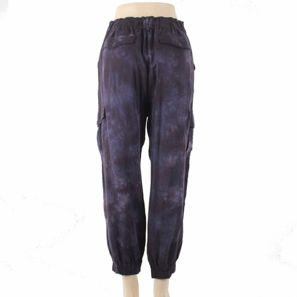 Cloth & Stone Sz M x 27  Purple Blue Tie Dye 100% Tencel Lyocell Crop Cargo Pant