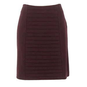 Adrienne Vittadini Sz 10 Burgundy Pin Tuck Front Poly Blend Pencil Knit Skirt