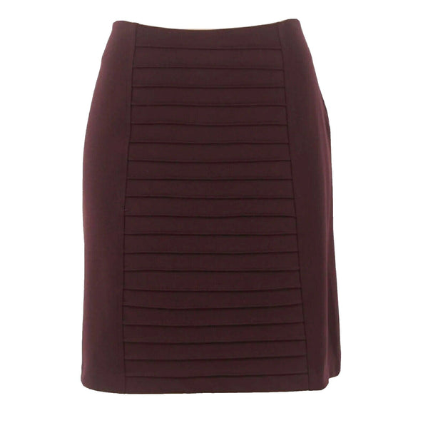 Adrienne Vittadini Sz 10 Burgundy Pin Tuck Front Poly Blend Pencil Knit Skirt