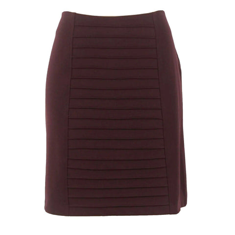 Adrienne Vittadini Sz 10 Burgundy Pin Tuck Front Poly Blend Pencil Knit Skirt