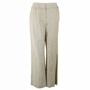 A Line NEW Sz 12 x 32 Tan Brown Pinstripe Linen Cotton Blend Pant
