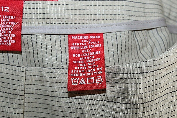 A Line NEW Sz 12 x 32 Tan Brown Pinstripe Linen Cotton Blend Pant