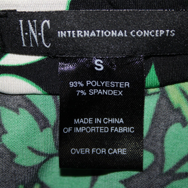 INC International Concepts Sz S Green White Black Polyester Spandex Dress