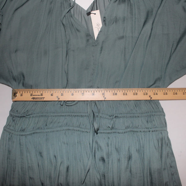 Mustard Seed Dress NEW $60 Prove Me Right Sz M Green Gathered 100% Poly Rayon