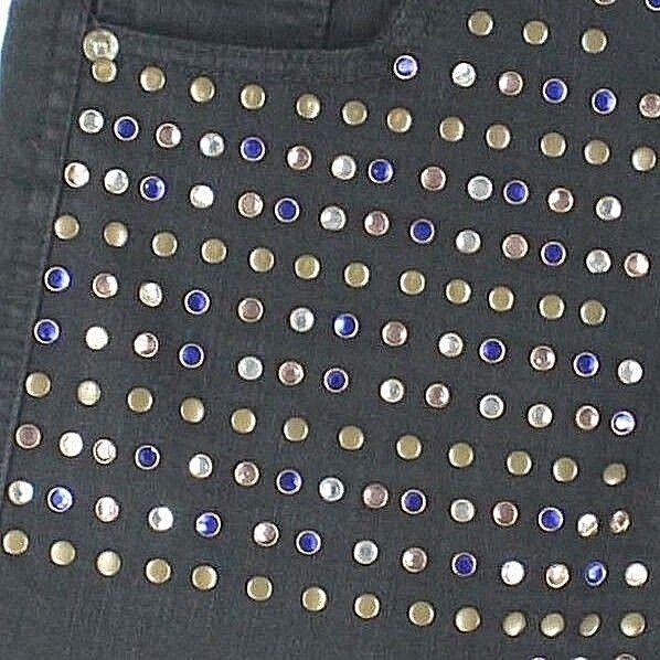 Material Girl Sz 3 x 2.5 Black Pink Blue Rhinestone Cotton Blend Booty Shorts