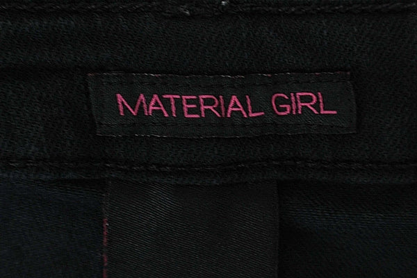 Material Girl Sz 3 x 2.5 Black Pink Blue Rhinestone Cotton Blend Booty Shorts