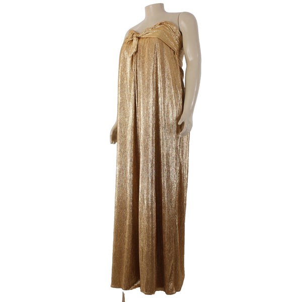 Free People Jumpsuit NEW $300 Sz L Gold Metallic Pockets Strapless Poly Viscose