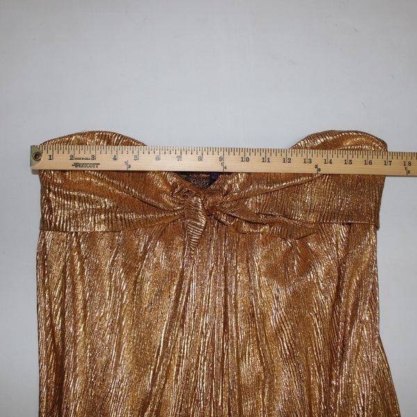 Free People Jumpsuit NEW $300 Sz L Gold Metallic Pockets Strapless Poly Viscose