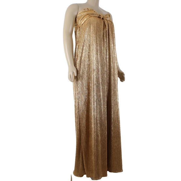 Free People Jumpsuit NEW $300 Sz L Gold Metallic Pockets Strapless Poly Viscose
