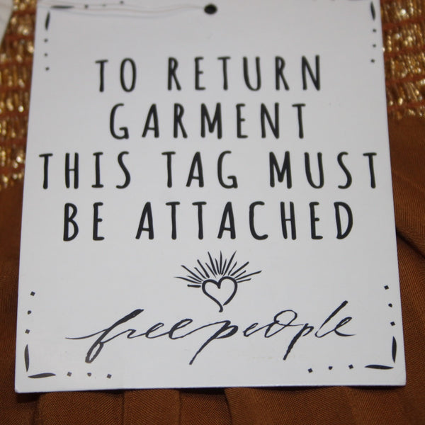 Free People Jumpsuit NEW $300 Sz L Gold Metallic Pockets Strapless Poly Viscose