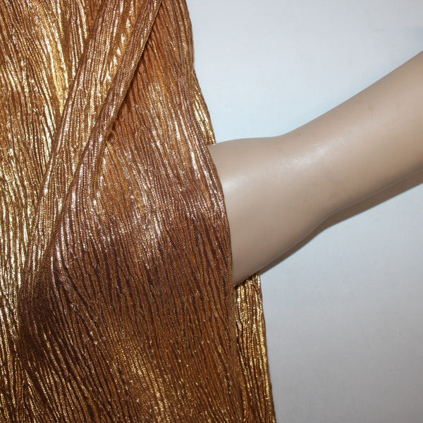 Free People Jumpsuit NEW $300 Sz L Gold Metallic Pockets Strapless Poly Viscose