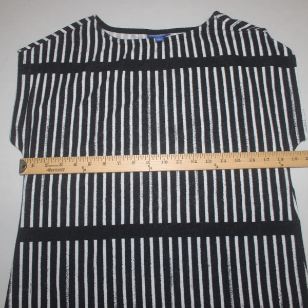 Marimekko Dress Sz S Black White Striped Unlined Cotton Polyester Shift Dress