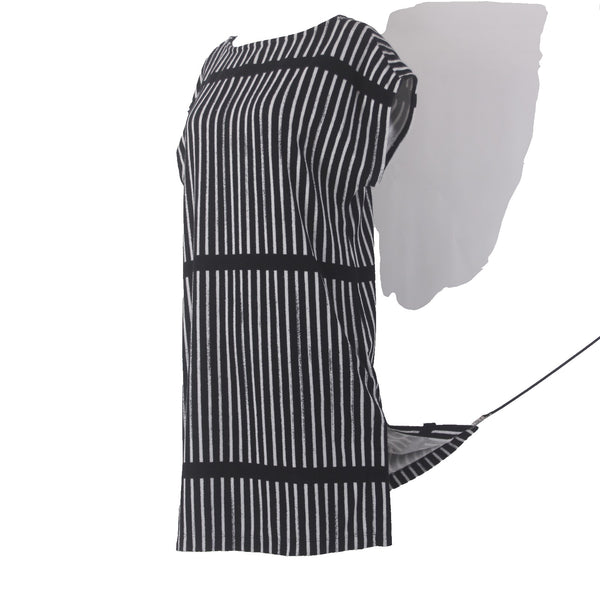 Marimekko Dress Sz S Black White Striped Unlined Cotton Polyester Shift Dress