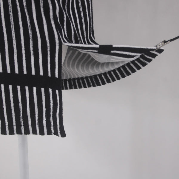 Marimekko Dress Sz S Black White Striped Unlined Cotton Polyester Shift Dress