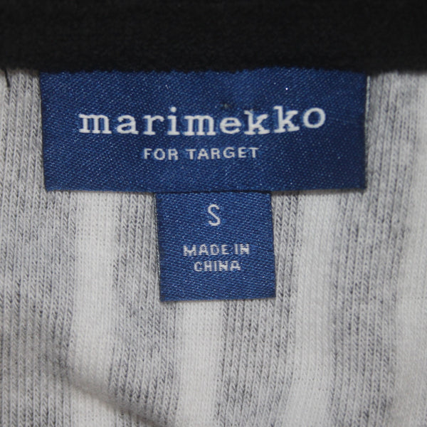 Marimekko Dress Sz S Black White Striped Unlined Cotton Polyester Shift Dress