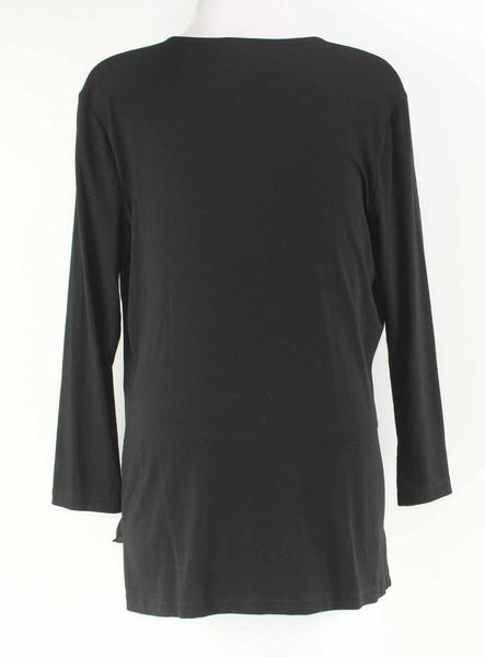 Vince Camuto Sz S Black High Low Hem Wrap Front Viscose Poly Blend Top