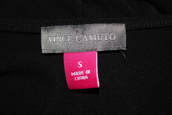 Vince Camuto Sz S Black High Low Hem Wrap Front Viscose Poly Blend Top