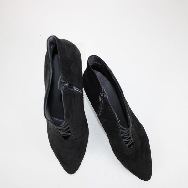 Rialto Maxine Sz 11 M Black Fabric Upper Witchy Witch 3" Ankle Booties