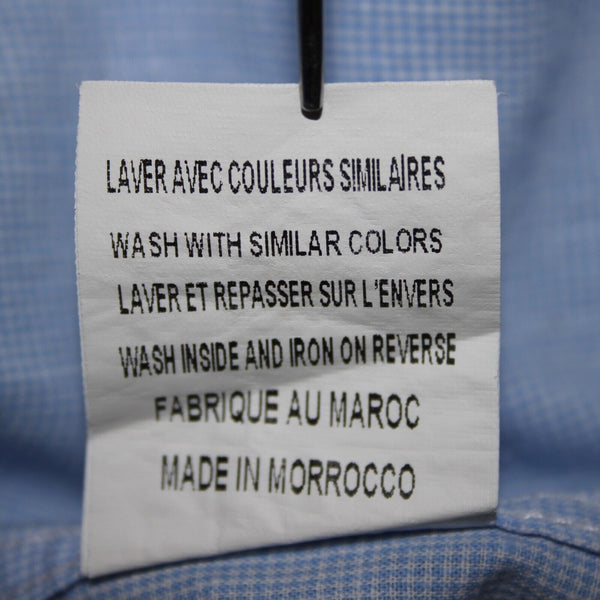 Emile Lafaurie Sz S Light Blue White Check Collarless Nehru Cotton Linen Shirt