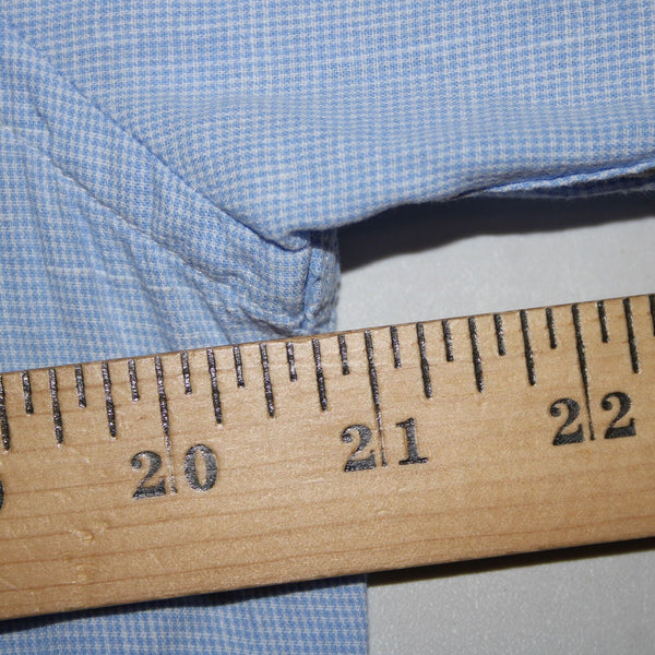 Emile Lafaurie Sz S Light Blue White Check Collarless Nehru Cotton Linen Shirt