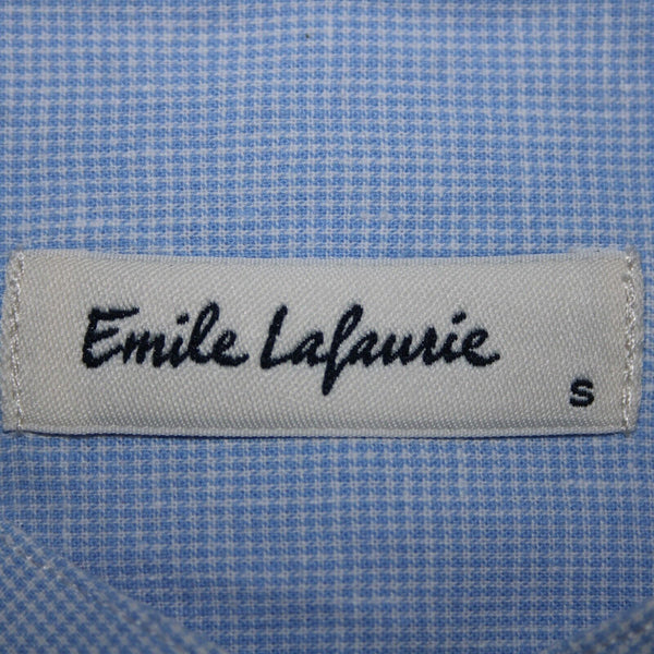 Emile Lafaurie Sz S Light Blue White Check Collarless Nehru Cotton Linen Shirt