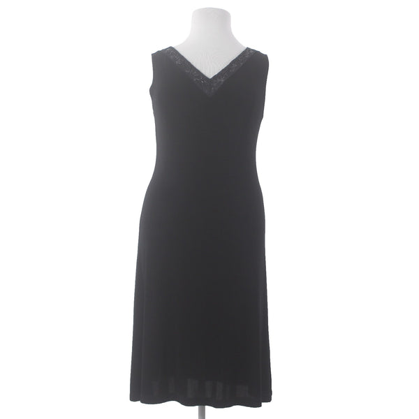 Chicos Dress Travelers Sz 3 Black Beaded V Neck Sleeveless Acetate Spandex Dress